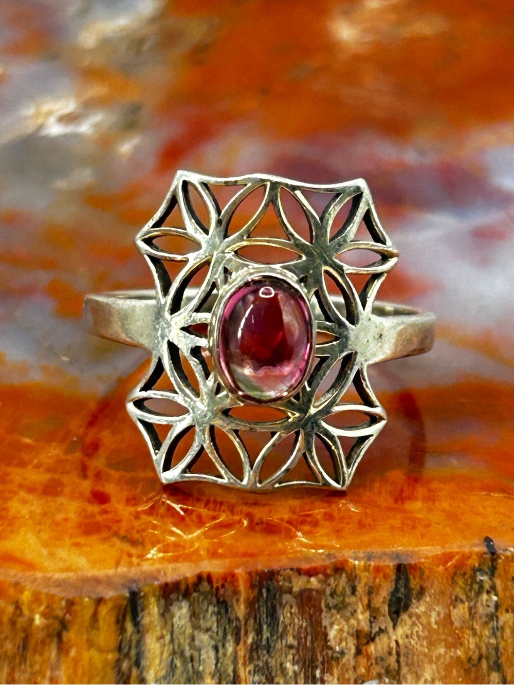 Sterling Silver Tourmaline Ring - Size 8.5